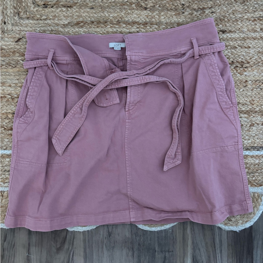 LOFT Mauve Belted Mini Skirt